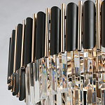 Люстра из черного металла с многоярусными подвесками из прозрачного хрусталя на золотой цепи Empire Black Chandelier Crystal варинант исполнения - 10 | Loft Concept в Сочи