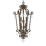 Люстра бронзового цвета с 6-ю лампами и стеклянными подвесками в классическом стиле Quoizel варинант исполнения - 1 | Loft Concept в Сочи