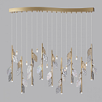 Люстра с золотистыми трубками и прозрачными стеклянными листьями на подвесах Sylva  варинант исполнения - 4 | Loft Concept в Сочи