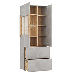 Шкаф-витрина двухдверная с фасадом цвета серый бетон Grace of Furniture варинант исполнения - 3 | Loft Concept в Сочи