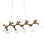 Линейная люстра с плафонами из стеклянных шаров Pearls Suspension Linear Brass Chandelier варинант исполнения - 3 | Loft Concept в Сочи
