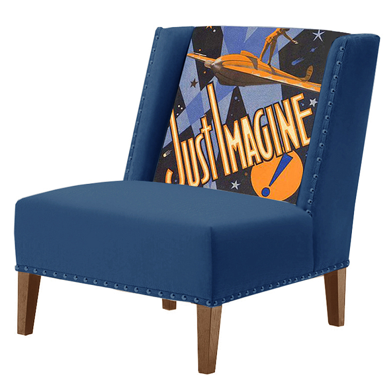 FUN Armchair Just Imagine Dark blue Дизайнерское кресло с цветным принтом Сапфирово-синий в Сочи | Loft Concept 