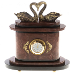Часы настольные из натурального камня с декором в виде двух лебедей Swans Stone Clock варинант исполнения - 5 | Loft Concept в Сочи