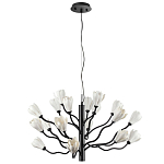 Люстра подвесная черного цвета с ветвями и белыми фарфоровыми цветами Floralis варинант исполнения - 7 | Loft Concept в Сочи