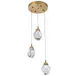 Подвесной светильник с 3-мя хрустальными плафонами Esme Crystal Brass Trio Hanging lamp варинант исполнения - 3 | Loft Concept в Сочи