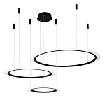 Люстра подвесная светодиодная с тремя черными кольцами и пультом управления Ring Horizontal варинант исполнения - 2 | Loft Concept в Сочи