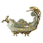 Чаша голубого цвета с оранментом и и бронзовыми фигурами леопардов Eden Garden варинант исполнения - 3 | Loft Concept в Сочи