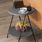 Стол приставной с 2-мя круглыми столешницами цвета антрацит ESSEL SIDE TABLE ANTHRACITE варинант исполнения - 7 | Loft Concept в Сочи