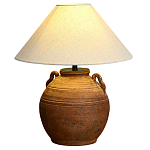 Настольная лампа керамическая коричневая с тканевым абажуром Eastern Tale варинант исполнения - 2 | Loft Concept в Сочи