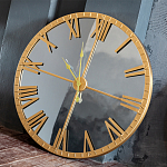 Часы настенные зеркальные с золотым металлическим циферблатом Mirror Tower Clock варинант исполнения - 4 | Loft Concept в Сочи