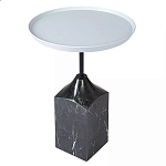 Кофейный столик с круглой столешницей и мраморным основанием Steel Reliability варинант исполнения - 2 | Loft Concept в Сочи