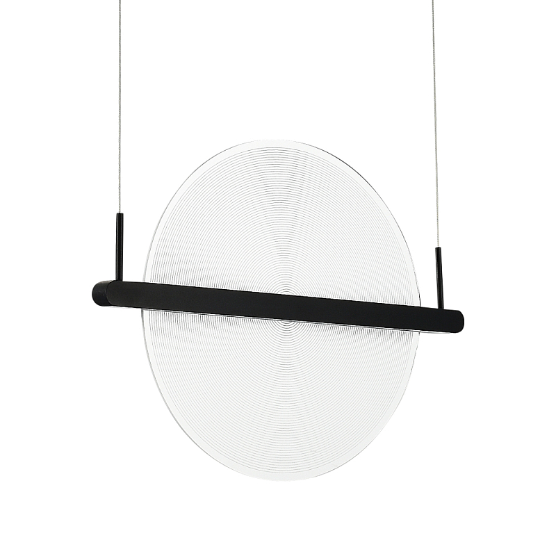 Светодиодный подвесной светильник круглой формы с металлическим черным каркасом Marble Glow Прозрачный Черный в Сочи | Loft Concept 