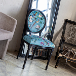 Стул из массива бука бирюзовый с изображением птиц и цветов Turquoise Chinoiserie Birds Garden Chair варинант исполнения - 7 | Loft Concept в Сочи