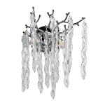 Бра цвета хром с ветвями и прозрачными стеклянными подвесками в виде вытянутых спиральных капель Droplet Chandelier варинант исполнения - 1 | Loft Concept в Сочи