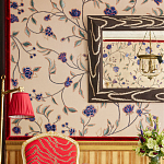 Обои с вышивкой ручной работы Flora Catherine colourway on Liso Pearl wool sateen варинант исполнения - 2 | Loft Concept в Сочи