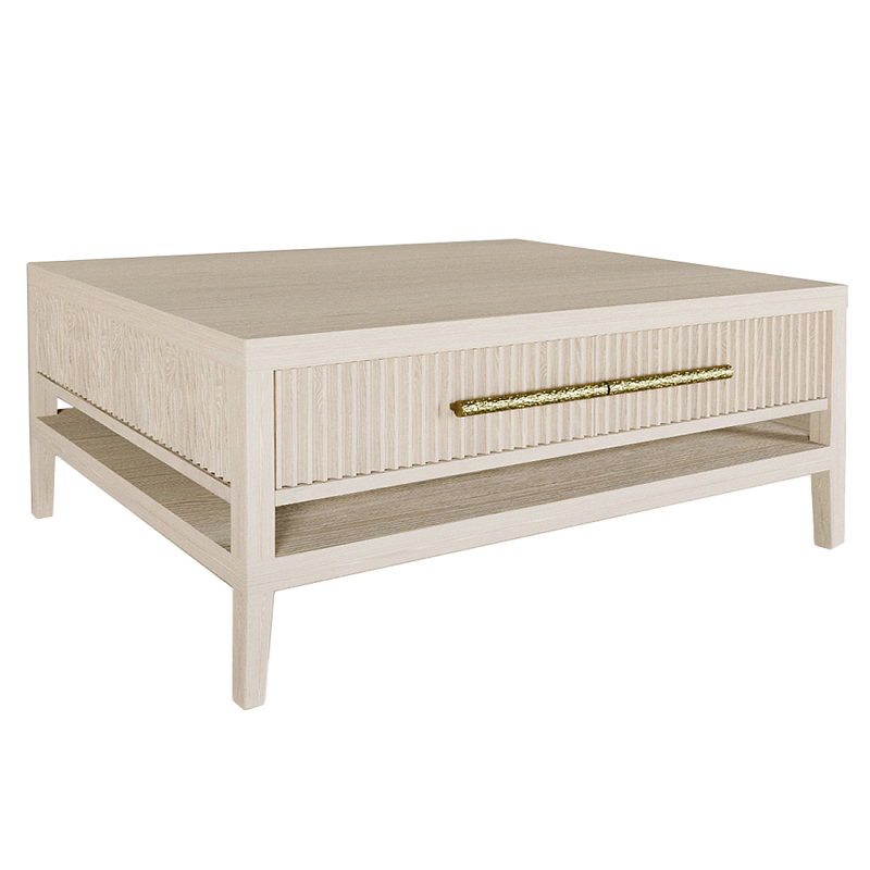 Кофейный стол Primo с двумя ящиками Светлый дуб Древесина Золотой в Сочи | Loft Concept 