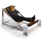 Дизайнерское кресло на металлическом каркасе с подставкой для ног Poltronova Mies Armchair варинант исполнения - 2 | Loft Concept в Сочи