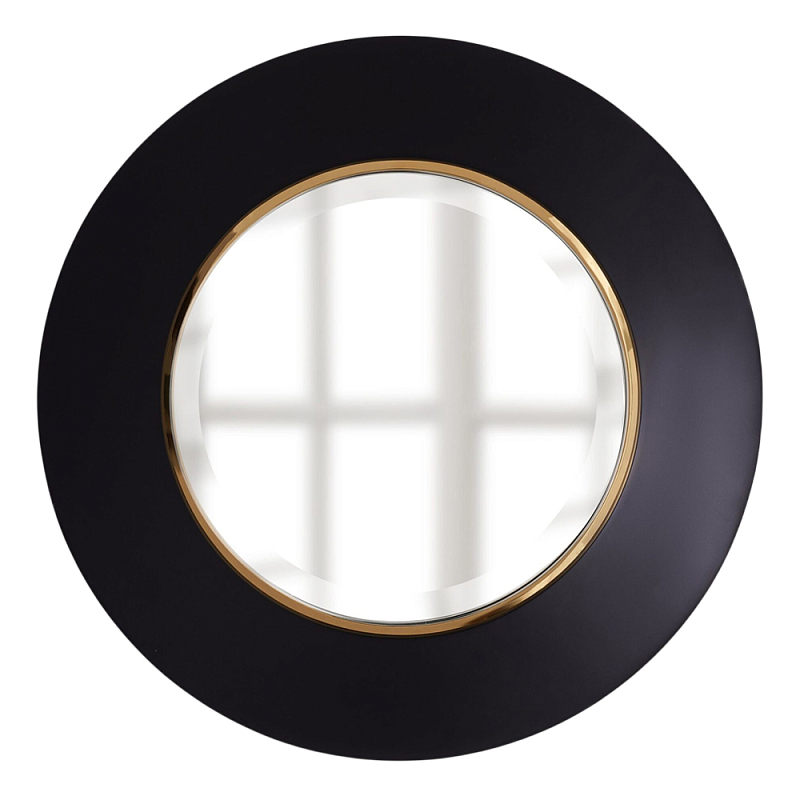 Чёрное настенное зеркало с золотым кантом Porunalia Зеркало Черный Золотой в Сочи | Loft Concept 