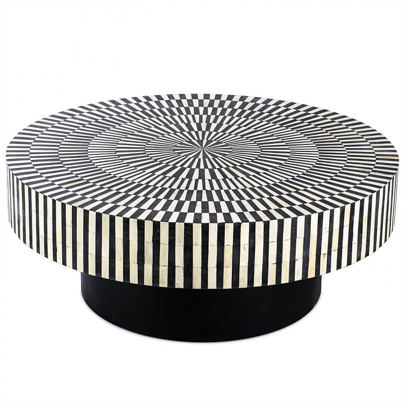 Журнальный стол Round Indian Bone Inlay coffee table Черно-белый в Сочи | Loft Concept 