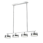 Люстра светодиодная с 4-мя круглыми прозрачными плафонами цилиндрической формы из акрила и стекла с пультом для регулировки света Glass Lamp Chromium варинант исполнения - 1 | Loft Concept в Сочи