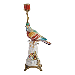 Подсвечник с попугаем из фарфора с бронзовыми элементами Eden Garden варинант исполнения - 1 | Loft Concept в Сочи