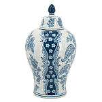 Ваза с крышкой и голубым цветочным рисунком 37 см Blue & White Ornament варинант исполнения - 2 | Loft Concept в Сочи