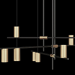 Люстра с 9-ю цилиндрическими плафонами цвета латунь TRIBES CHANDELIER варинант исполнения - 3 | Loft Concept в Сочи