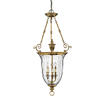 Подвесной светильник латунный с рифленым прозрачным плафоном и тремя свечеподобными лампами в классическом стиле Hinkley варинант исполнения - 1 | Loft Concept в Сочи