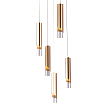 Подвесной светильник Metal Acrylic Tube Five Gold Hanging Lamp варинант исполнения - 1 | Loft Concept в Сочи