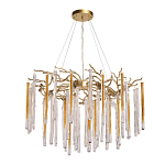 Люстра подвесная золотого цвета с разветвленными ветвями и прозрачными стеклянными подвесками Droplet Chandelier варинант исполнения - 2 | Loft Concept в Сочи