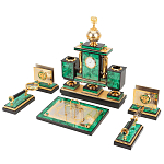 Настольный письменный набор из малахита и долерита с декором в виде герба России Leader Organizer варинант исполнения - 2 | Loft Concept в Сочи