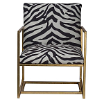 Кресло с металлическим золотистым каркасом и мягкой обивкой с чёрно-белым принтом зебры Wild animals варинант исполнения - 1 | Loft Concept в Сочи