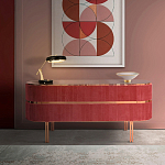 Дизайнерский комод овальный с розовой бархатной обивкой Edith варинант исполнения - 2 | Loft Concept в Сочи