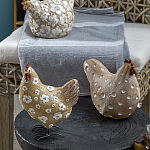 Статуэтка курица с белым цветочным узором и металлическими ножками Rustic Chicken варинант исполнения - 4 | Loft Concept в Сочи