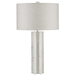 Настольная лампа мраморная с тканевым цилиндрическим абажуром Sharpened варинант исполнения - 4 | Loft Concept в Сочи