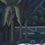 Обои ручная роспись Phuljhari Original colourway on Empire Blue dyed silk варинант исполнения - 3 | Loft Concept в Сочи