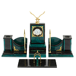 Настольный письменный набор из змеевика тёмно-зелёного цвета с декором в виде орла Successful Leader варинант исполнения - 1 | Loft Concept в Сочи