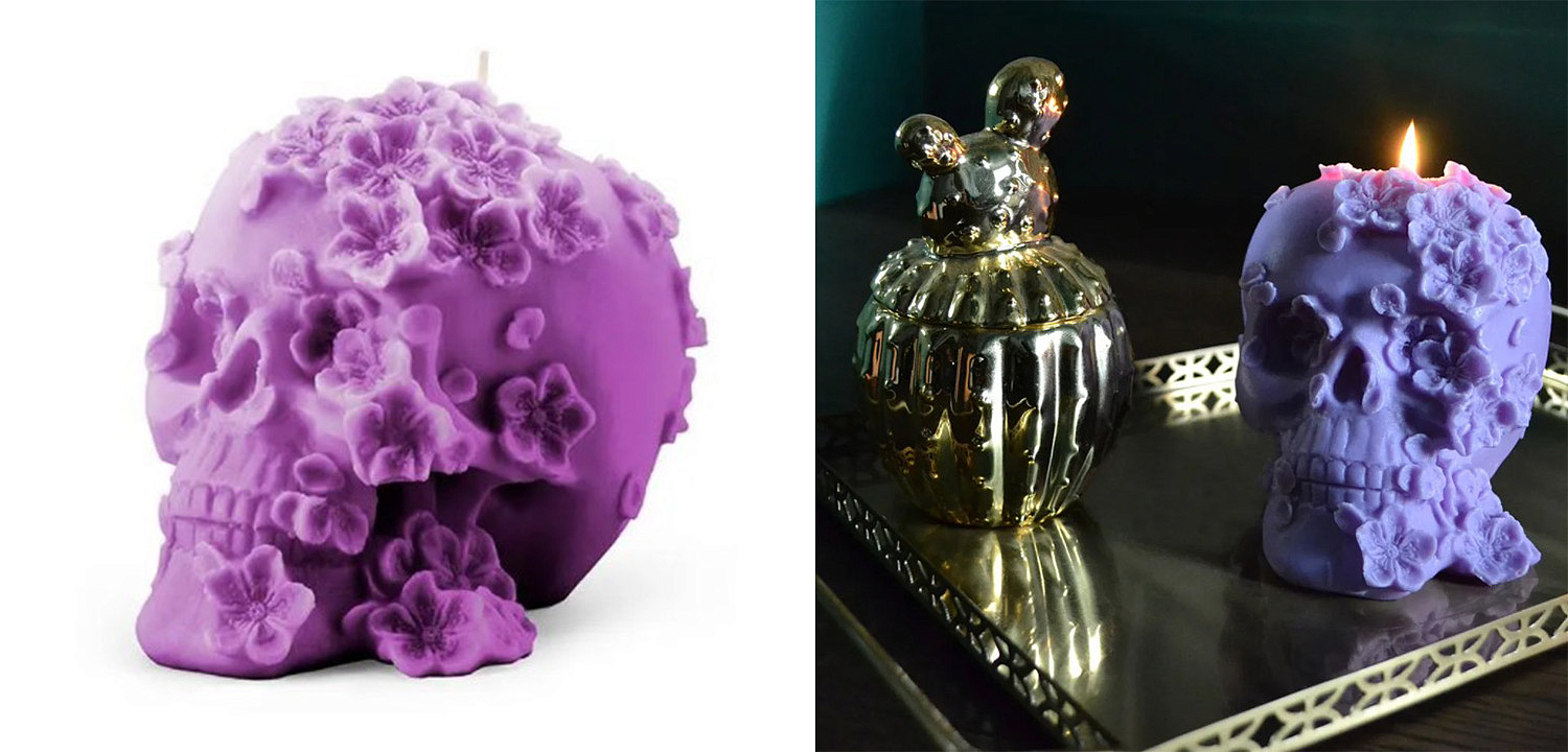 Свеча Purple Flowers Skull Свеча Purple Flowers Skull - Loft-Concept в Сочи