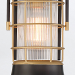 Настенный фонарь цилиндрической формы с рифленым стеклом в золотом каркасе на черном прямоугольном основании Eurofase варинант исполнения - 15 | Loft Concept в Сочи