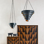 Подвесной светильник в форме спирали черный с золотой внутренней отделкой Warm Glow варинант исполнения - 3 | Loft Concept в Сочи