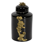 Банка с крышкой из фарфора с бронзовым цветочным элементом Eden Garden варинант исполнения - 1 | Loft Concept в Сочи