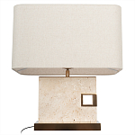 Настольная лампа с прямоугольным основанием из натурального камня c тканевым абажуром Lapis Tiburtinus варинант исполнения - 3 | Loft Concept в Сочи
