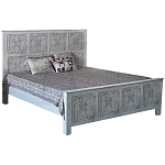 Двуспальная кровать из массива манго с резьбой Floro Grey Mango Bed варинант исполнения - 1 | Loft Concept в Сочи