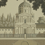 Обои ручная роспись Monuments of Paris Terre Foncée on scenic paper варинант исполнения - 2 | Loft Concept в Сочи