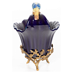 Чаша темно-синего цвета из фарфора с разноцветной птичкой Eden Garden porcelain and bronze варинант исполнения - 11 | Loft Concept в Сочи