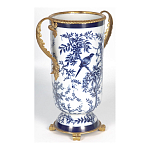 Ваза с бронзовыми ручками и синим цветочным узором Blue & White Ornament варинант исполнения - 2 | Loft Concept в Сочи