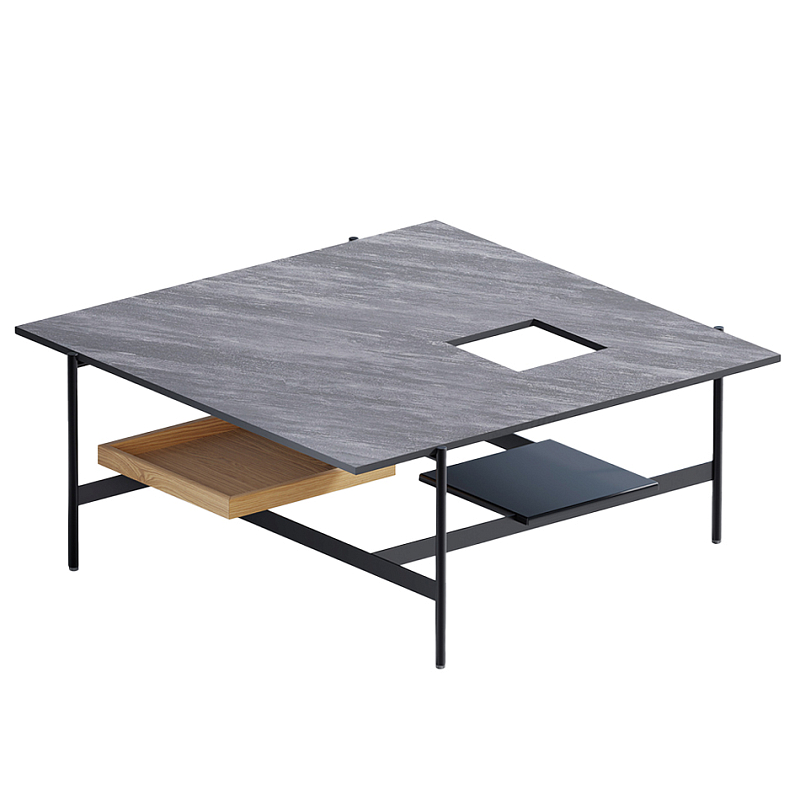 Karat журнальный столик цвета серый камень с съемным подносом Серый Черный в Сочи | Loft Concept 