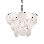 Люстра из белых стеклянных дисков на серебрянном каркасе White Glowing Reflectors варинант исполнения - 1 | Loft Concept в Сочи