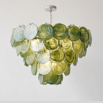 Люстра из зеленых стеклянных дисков с перламутровым эффектом Green Glowing Glaze варинант исполнения - 2 | Loft Concept в Сочи