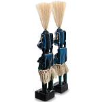 Комплект из 2-х деревянных статуэток Asmat Straw Headdress Statuettes Blue варинант исполнения - 2 | Loft Concept в Сочи